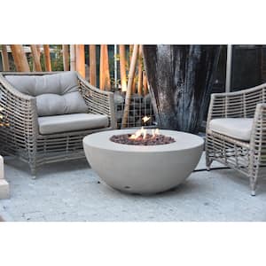 Roca 34 in. x 15 in. Round Concrete Natural Gas Fire Bowl in Light Gray