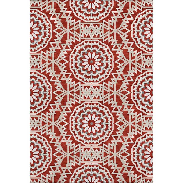 Addison Rugs Mayfield Premium Machine Washable Indoor/Outdoor Geometric AMF619 Red 10 ft. x 14 ft. Area Rug