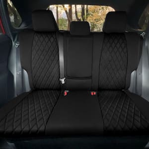 GIANT PANDA 2 PC Front Car Seat Covers Black-A Pair Faux Leather and Linen Fabric Seat Protector Universal for Sedan SUV Truck Fit for Most Chevy Camry RAV4 CRV Rogue 