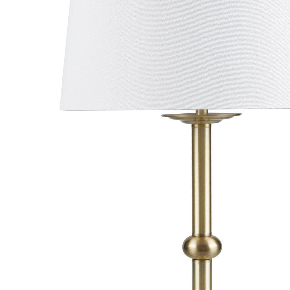 Aelorian Antique Brass Table Lamp with Off-White Shade