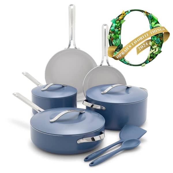 GreenPan Nova 10-Piece Diamond Infused PFAS-Free Ceramic Nonstick Cookware Set in Ocean