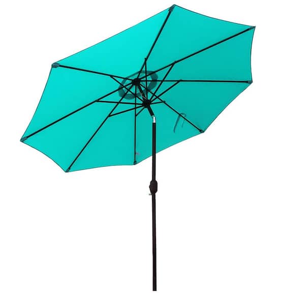 Unbranded UV Resistant 9 ft. Aluminum Market Umbrella Solar Tilt Half Patio Umbrella in Green