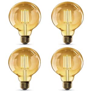 60-Watt Equivalent G30 Dimmable Cage Filament Amber Glass E26 Vintage Edison LED Light Bulb, Warm White (4-Pack)