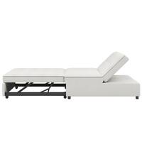 Beige 4-in-1 Linen Twin Sofa Bed Chair with Side Pocket, USB Port and 5-Level Adjustable Backrest