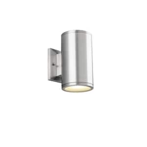 Rodham 11.88 in.Medium Silver Hardwired Outdoor Wall Lantern Sconce Light with Integrated LED