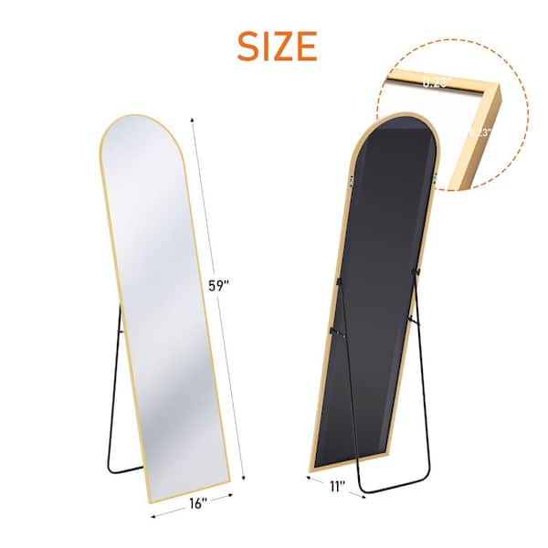 Wooakway Floor Standing MirrorWall Mirror with Stand - Gold Arched
