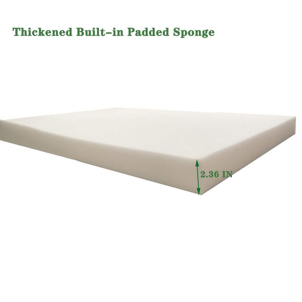 Beige Polyester Outdoor Chaise Lounge Cushion Set