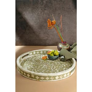 Jodhpur Mother of Pearl Decorative Tray - Beige 18 in.