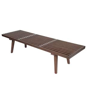 Inwood Platform Walnut Bench Backless with Solid Wood 60 in.