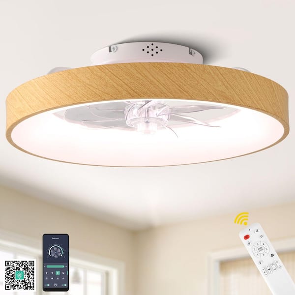 Smart 20 in. Indoor White Modern RGB Ceiling Fan with Lights and Remote, Farmhouse Flush Mount Fandelier with DC Motor