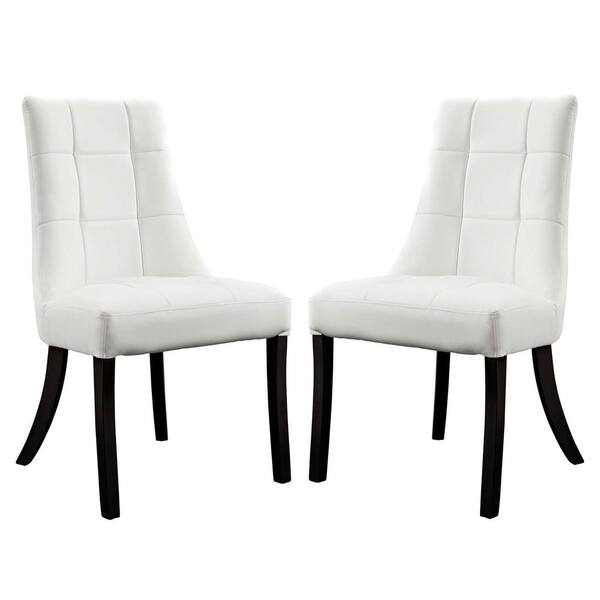 MODWAY Noblesse Vinyl Dining Chair Set of 2 in White