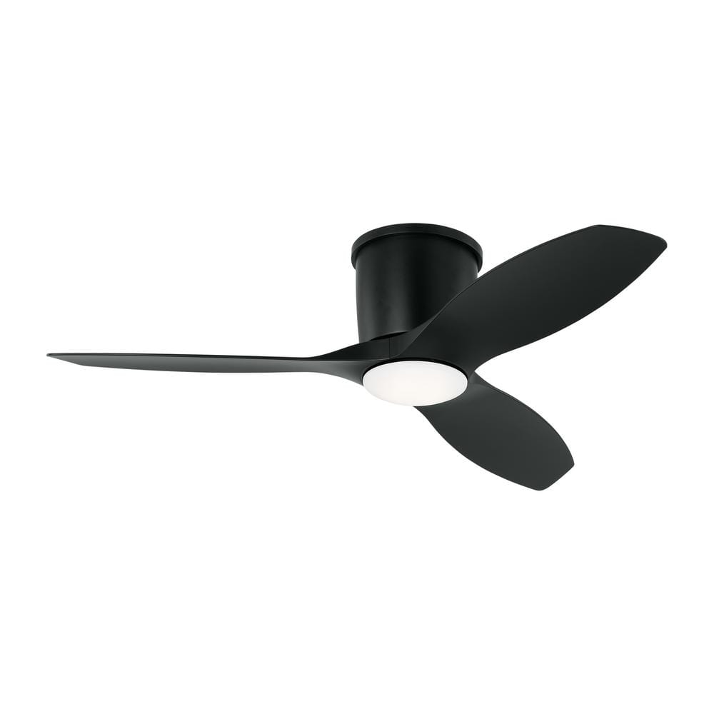 Titus 44 in. Modern Integrated LED Indoor/Outdoor Midnight Black Hugger Ceiling Fan with Black Blades and Remote Control price history on PriceWatchPro