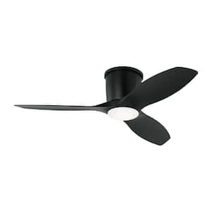 Titus 44 in. Modern Integrated LED Indoor/Outdoor Midnight Black Hugger Ceiling Fan with Black Blades and Remote Control