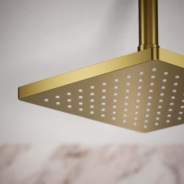 KOHLER Honesty 1-Spray Patterns 2.5 GPM 8 in. Ceiling Mount Fixed Shower Head in Vibrant Brushed Moderne Brass