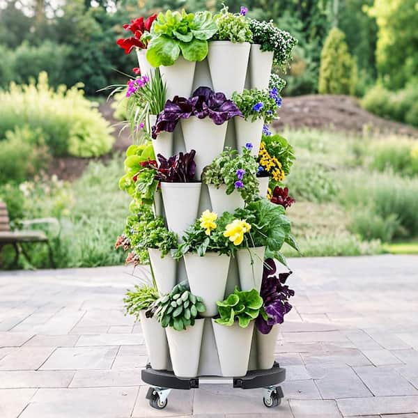 Augbeer 15 in. to 21 in. Adjustable Metal Plant Stand with Wheels