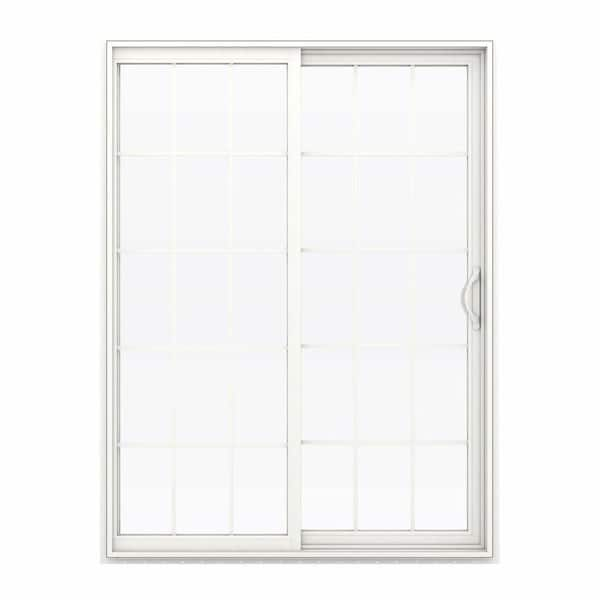 JELD-WEN 60 in. x 80 in. V-2500 White Vinyl Right-Hand 15 Lite Sliding Patio Door w/White Interior