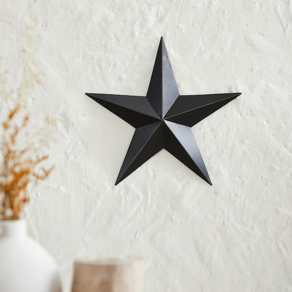 1-Piece 12 in. x 12 in. Black Distressed Metal Star Wall Decor