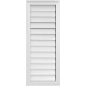16 in. x 40 in. Vertical Surface Mount PVC Gable Vent: Decorative with Brickmould Frame