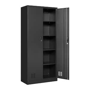 32 in. W x 71 in. H x 16 in. D 5-Shelf Steel Freestanding Cabinet in Black