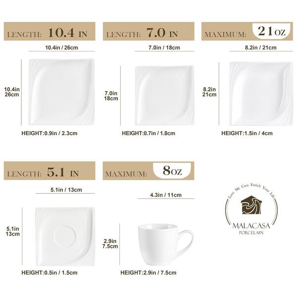 MALACASA Elisa Ivory White Porcelain 16 oz. Coffee Mug for Coffee, Tea,  Cocoa, Set of 6 ELISA-6MUGS - The Home Depot