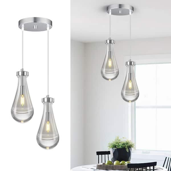 ZHLWIN Raindrop Pendant Lights Kitchen Island Teardrop Chrome
