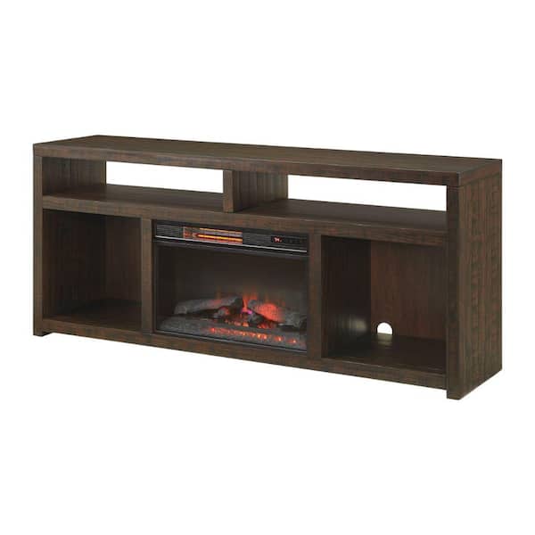 Benjara 70 in. Brown Wood TV Stand Fits TVs up to 75 in. with 2-Drawers