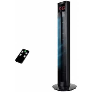 48 in. 3 Speeds Electric Oscillating Tower Fan in Black with Remote Control and Large LED Display