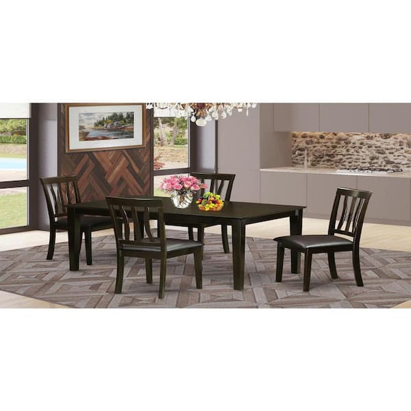 East West Furniture 5-Piece Cappuccino Solid Wood Top - Dining Room Set - Seats 4