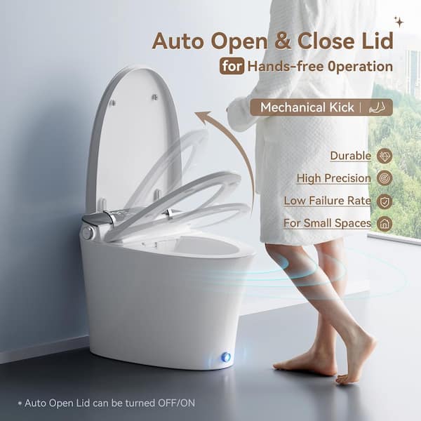Elongated Smart Bidet Toilet 1.27 GPF in White with Auto Open/Close Lid, Auto/Kick Flush, Heated Seat, UV Sterilization