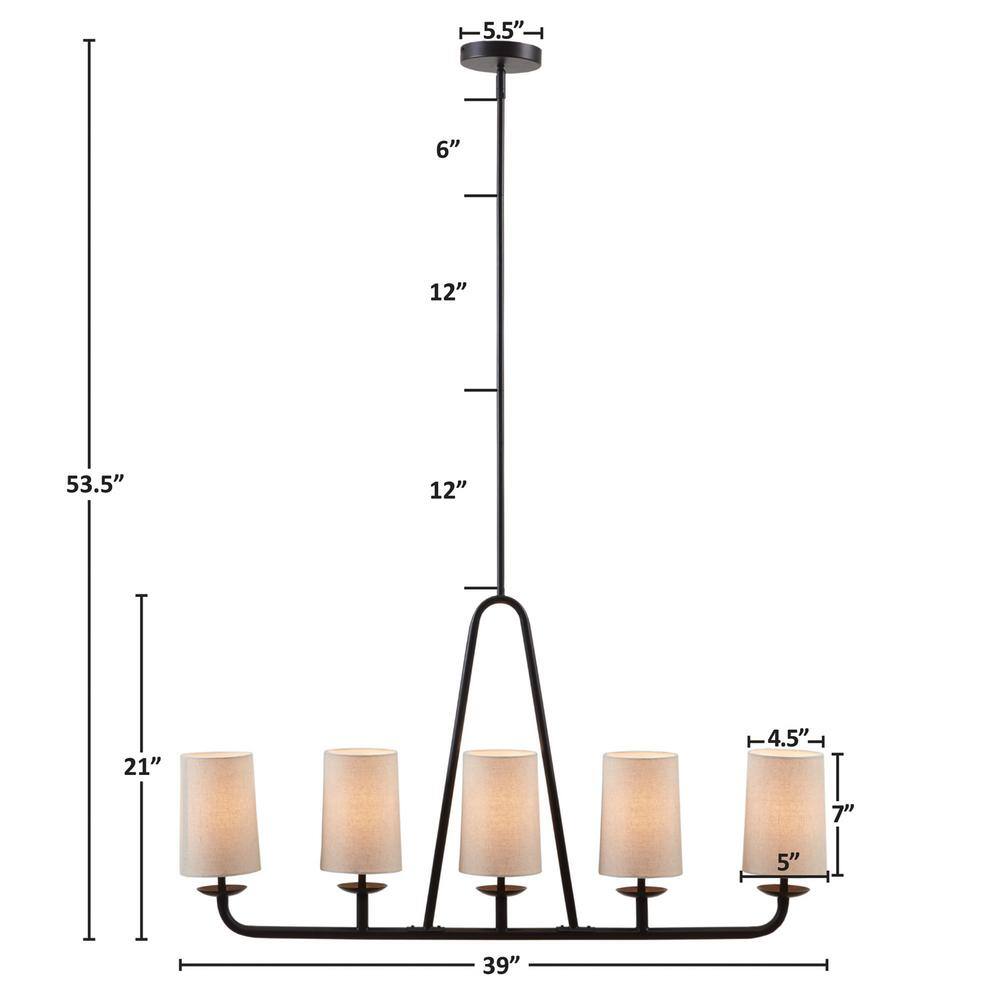 Serenitie Bronze Linear Chandelier with Tapered Drum Shades