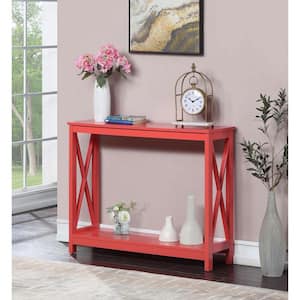 Oxford 39.5 in. Coral Standard Rectangle MDF Top Console Table with Shelf