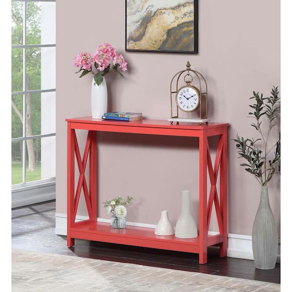 Convenience Concepts Oxford 39.5 in. Coral Standard Rectangle MDF Top Console Table with Shelf