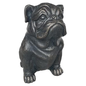 Sitting Bulldog Garden Resin Statue 16 in. Iron-look