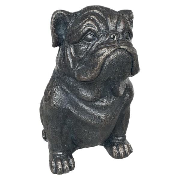 Galt International Sitting Bulldog Garden Resin Statue 16 in. Iron-look