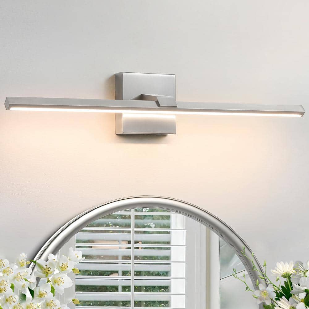 "24"" 1-Light Brushed Nickel LED Vanity Light Bar 18-Watt Dimmable Wall Sconce Bathroom Light Fixture w/ 3500K Warm Light" price history on PriceWatchPro