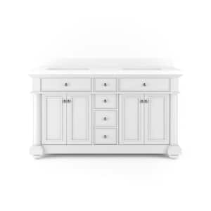 McGinnis 60 in. W x 20 in. D Bath Vanity in White with Quartz Stone Vanity Top in White with White Basin