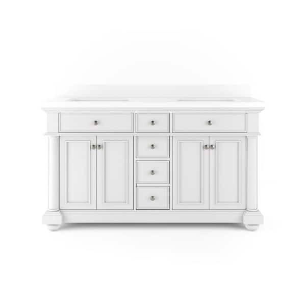Thomasville McGinnis 60 in. W x 20 in. D Bath Vanity in White with Quartz Stone Vanity Top in White with White Basin