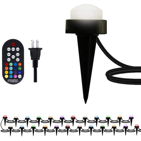 Enbrighten Plug-In Black LED Color Changing Path Light with 2 ft. Spacing (2-Pack)