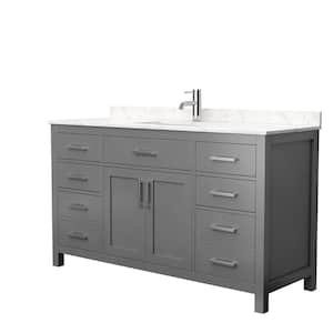Beckett 60 in. W x 22 in. D Single Bath Vanity in Dark Gray with Cultured Marble Vanity Top in Carrara with White Basin