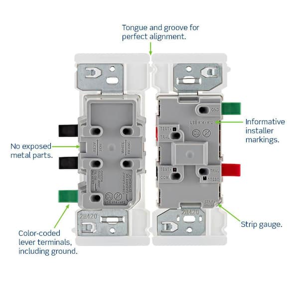 Leviton - Decora 15 Amp 125 V Tamper Resistant Duplex Outlet/Receptacle, White (1-Pack) E5325-SW