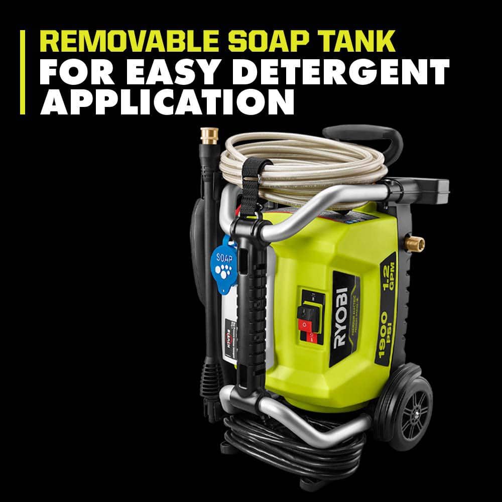 Ryobi 1900 PSI 1.2 GPM Electric Pressure Washer with Wheels