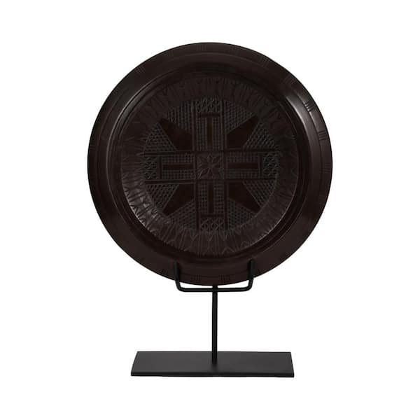 Liv & Skye Brown 17 in. x 24 in. Wood and Metal Abstract Aztec Table Sculpture