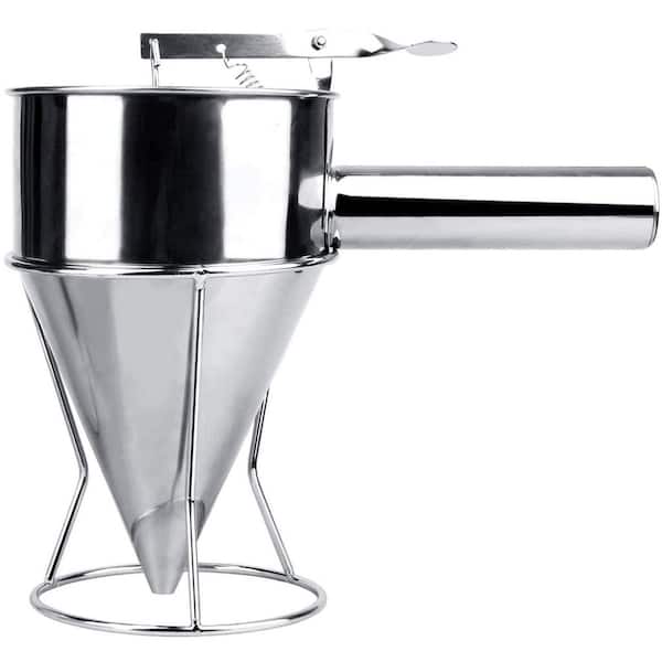 Stainless Steel Pancake Batter Dispenser, Funnel Dispenser with Stand for Takoyaki and Baking