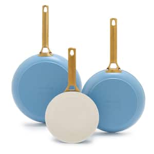 Reserve 3-Piece, Sky Blue Aluminum Ceramic Non-Stick 8 in., 10 in. and 12 in. Frying Pan Set