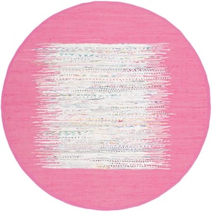 Montauk Ivory/Pink 6 ft. x 6 ft. Round Border Area Rug