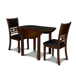 New Classic Furniture Gia 3-piece Wood Top Round Dining Set with Drop Leaf Table, Brown
