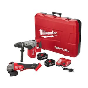 M18 FUEL 18V Lith-Ion Brushless Cordless 1-9/16 in. SDS-Max Rotary Hammer Kit w/Two 8.0Ah Batteries & M18 FUEL Grinder