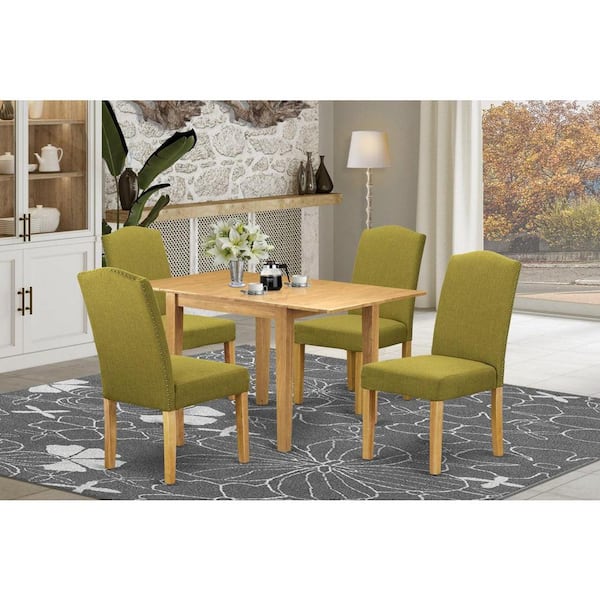 East West Furniture 5-Piece Natural Oak Finish Solid Wood Top - Dining Room Set - Seats 4