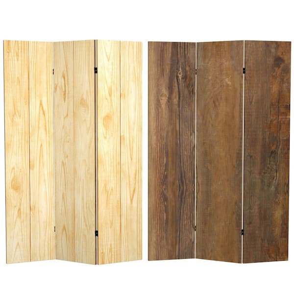 RED LANTERN Wood Grain 6 ft. Printed 3-Panel Room Divider