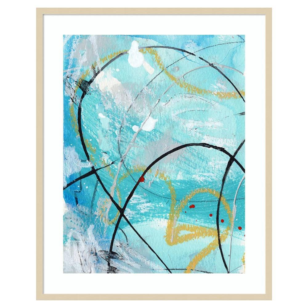 Whirlwind I 33"x41" Blue and Gold Abstract Framed Print